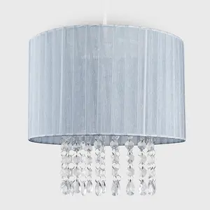 ValueLights Oba Grey Ceiling Pendant Droplets Shade and B22 GLS LED 10W Warm White 3000K Bulb