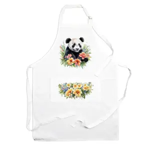 Purely Home Exotic Animals & Flowers Panda Apron - Floral Gifts for Her - Cooking & Baking