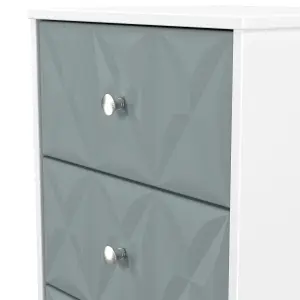 San Jose Ready assembled Duck egg blue & white 3 Drawer Bedside chest (H)726mm (W)450mm (D)395mm