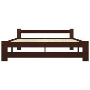 Berkfield Bed Frame Dark Brown Solid Pine Wood 180x200 cm 6FT Super King