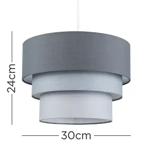 ValueLights Aztec Grey Ceiling Pendant Shade and B22 GLS LED 10W Warm White 3000K Bulb