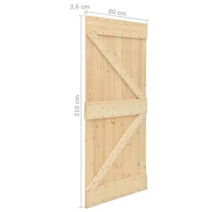 Jaliyah Solid Pine Sliding Door Unfinished 210cm H x 80cm W x 3.6cm D