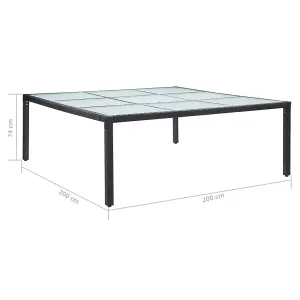 Berkfield Garden Dining Table Black 200x200x74 cm Poly Rattan