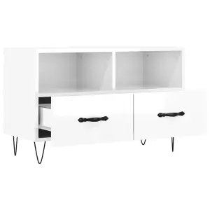 Berkfield TV Cabinet High Gloss White 80x36x50 cm Engineered Wood