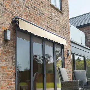 Primrose Awnings 3.5m x 2.5m Retractable Manual Charcoal Frame Ivory Awning Outdoor Patio Canopy