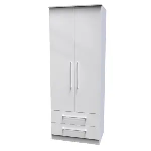 Chester 2 Door 2 Drawer Wardrobe in White Gloss (Ready Assembled)