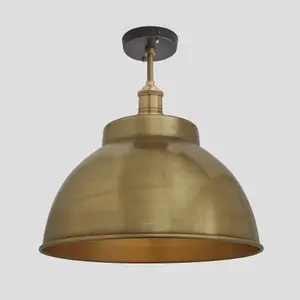 Industville Brooklyn Dome Flush Mount, 13 Inch, Brass, Brass Holder