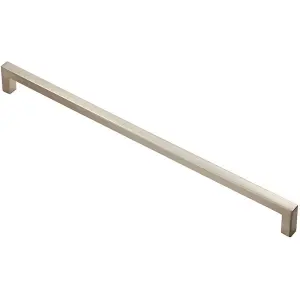 2x Square Block Handle Pull Handle 330 x 10mm 320mm Fixing Centres Satin Nickel