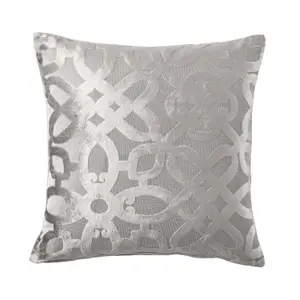 Catherine Lansfield Lattice Cut Velvet 43x43cm Cushion Natural