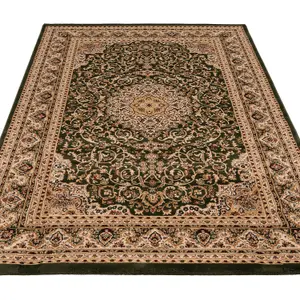 Gold Green Classical Oriental Medallion Area Rug 200cm x 290cm