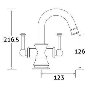 Florence Traditional Brushed Brass Deck-mounted Basin Mono Mixer Tap incl. Waste