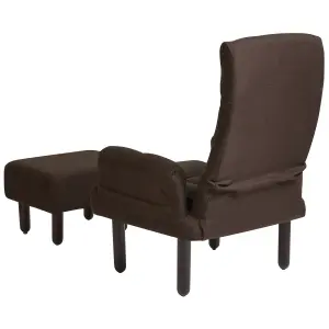 Recliner Chair OLAND with Footstool Linen Dark Brown