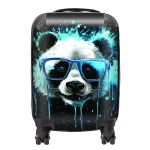 Blue Splashart Panda Face Suitcase - Small