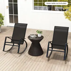 Costway 2 Pieces Patio Rocking Chairs Outdoor Sling Fabric Rockers w/ Backrest