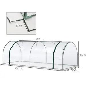 Outsunny Tunnel Greenhouse Grow House Steel Frame PVC Transparent 250x100x80 cm