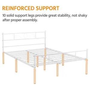 Metal Bed Frame with Headboard/Under-Bed Storage White / Double (4'6)