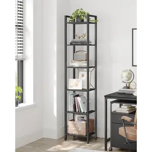 Lakesha Etagere Bookcase Ebony Black / 187.5cm H x 40cm W x 30cm D