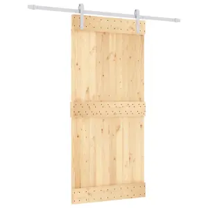 Berkfield Sliding Door with Hardware Set 95x210 cm Solid Wood Pine