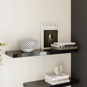 GoodHome Cusko Gloss black Rectangular Floating shelf (L)80cm x (D)23.5cm