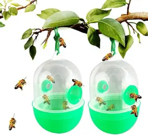 Ram 2 X Hanging Wasp Traps Honey Making Bee Houses Hornets Bee Trap Killer Insect Catcher Garden Lawn