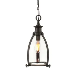 Metal Band Glass Ceiling Pendant Light - Bronze Finish - Requires 40W E27 GLS