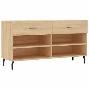 Berkfield Shoe Bench Sonoma Oak 102x35x55 cm Engineered Wood