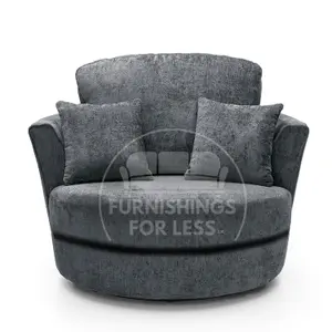 Monaco Chenille Fabric Swivel Chair 360 Rotation Foam Grey