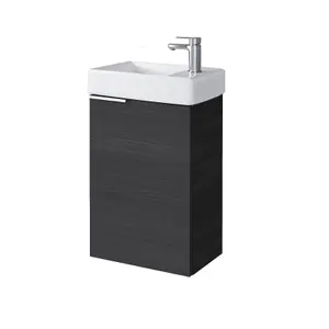 Bathroom Vanity Unit 400 Basin Cloakroom Sink Wall Cabinet Black Grey Ash Avir