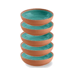 Purely Home Rustic Swirl Turquoise Melamine Bowls - Set of 5