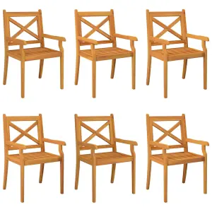 Berkfield Outdoor Dining Chairs 6 pcs Solid Wood Acacia