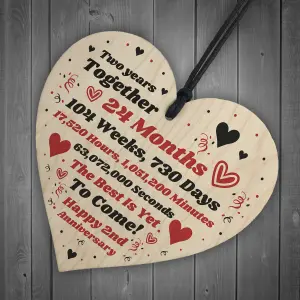 2nd Anniversary Gift Husband Wife Wedding Two Years Mr Mrs Gift Wood Heart