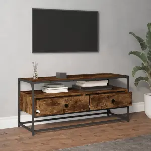 Berkfield TV Cabinet Smoked Oak 100x35x45 cm Engineered Wood