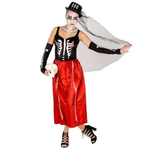 Women's Skeleton Costume - red XL