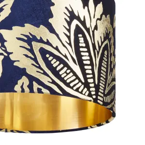 The Lighting Edit Varuna Navy Velvet effect Floral Light shade (D)30cm