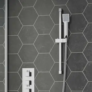 ENKI Chrome Square Stainless Steel Shower Slider Rail S18