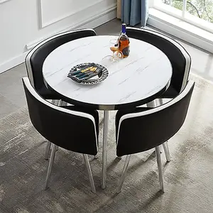 Furniture in Fashion Diego High Gloss Dining Table In Vida Marble Effect 4 Chairs