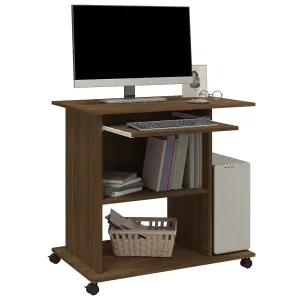 Berkfield Computer Desk Brown Oak 80x50x75 cm Engineered Wood