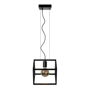 Lucide Fabian Modern Cube Pendant Light - 1xE27 - Black