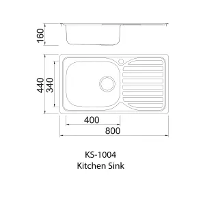 Dihl Single Bowl Stainless Steel Kitchen Sink with Drainer & Waste 1004