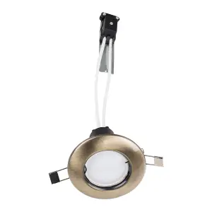 ValueLights Modern Antique Brass Recessed GU10 Ceiling Downlight Fitting - Complete with 1 x 5W GU10 Cool White LED Bulb