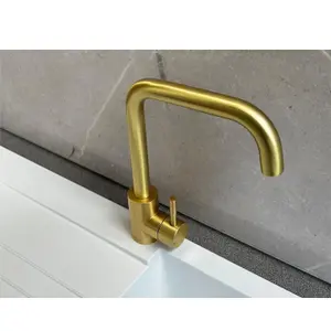 Reginox Salina BG Single Lever Square Neck Brushed Gold Kitchen Mixer Tap