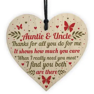 Red Ocean Handmade Gift For Auntie and Uncle Joint Gifts Hanging Wooden Heart Birthday Christmas Gift