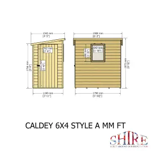 Shire Caldey Pent Shed Single Door 6x4 12mm Shiplap Style A