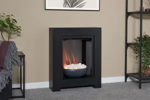 Adam Monet Fireplace Suite in Black with Electric Fire, 23 Inch