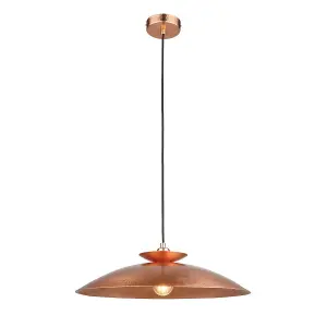 Luminosa Livorno Dome Pendant Ceiling Light Hammered Copper, Copper Plate