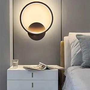 Round Led Wall Light, Warm White 3000K Acrylic Wall Lamp Black