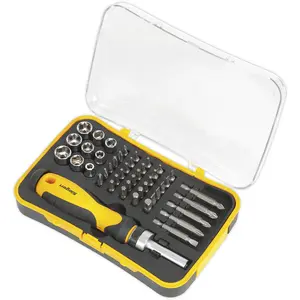 45 PACK Ratchet Screwdriver Socket & Bit Set - Comfort Grip & Storage Case