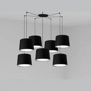 Luminosa Conga Black Pendant Suspension Pendant Lamp 7 Light