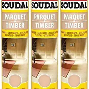 Soudal Parquet Joint Sealant 300ml Laminate Wooden Medium Oak (125589) (Pack of 3)