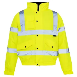 Extra Large Safety Security High Visibility Workwear Bomber Jacket Waterproof Security Reflective Jacket With Fluorescent Hood